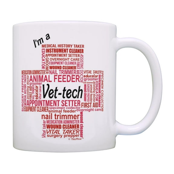 ThisWear Vet-Tech Gifts for Women I'm a Vet-Tech Essential Attributes 11oz Ceramic Coffee Mug 0