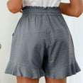 thumbnail image 5 of BiZtdJrK Womens Summer Vacation Shorts Trendy Ruffles Striped Beach Shorts Drawstring Baggy Casual Short Trousers with Pockets on sale clearance 2025 Gray M, 5 of 9