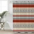 thumbnail image 2 of Extra Long Shower Curtain 72x84 Inch, Brown Ethnic Boho Shower Curtain Waterproof Bathroom Decor Modern Abstract Stripes Geometric Fabric Bath Curtain Set Accessories with Hooks, 2 of 6