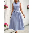 thumbnail image 7 of Drses Womens Casual Midi Dresses Solid V Neck Sleeveless Button Shirt Belted Dress with Pockets Women Summer Casual Sleeveless Dress, 7 of 7