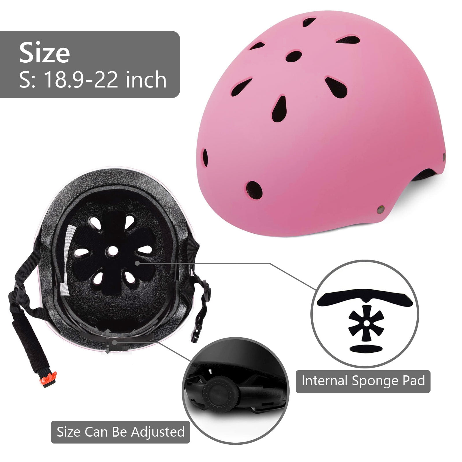 Semfri Kids Bike Helmet Ages 3-8 Years Old Boys Girls Children Pink Adjustable Skateboard Cycling Helmet for Toddler to Youth