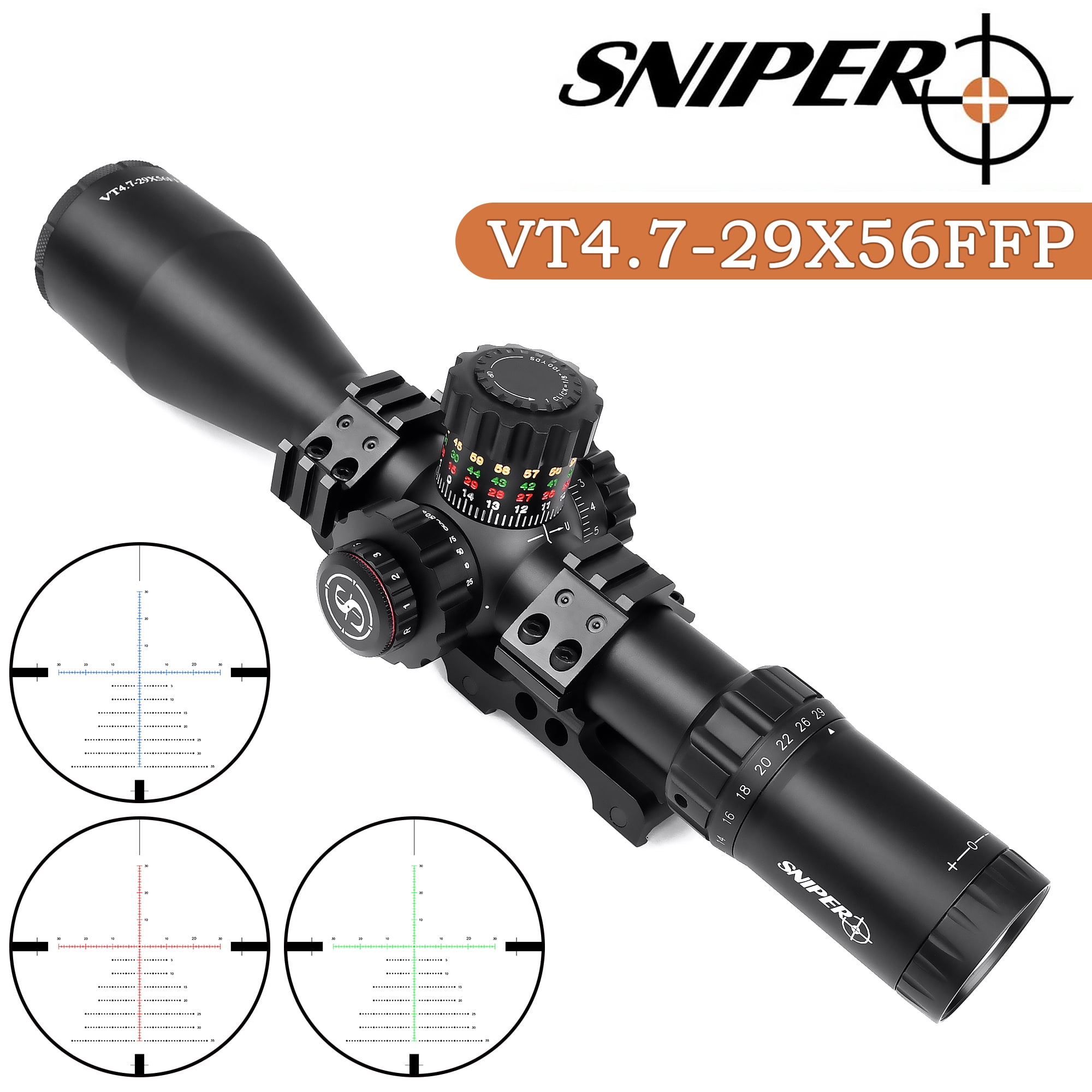 VT 4.7-29X56 FFP 35mm Tube First Focal Plane Rifle Scope, Side Parallax Adjustment Long Range Scope
