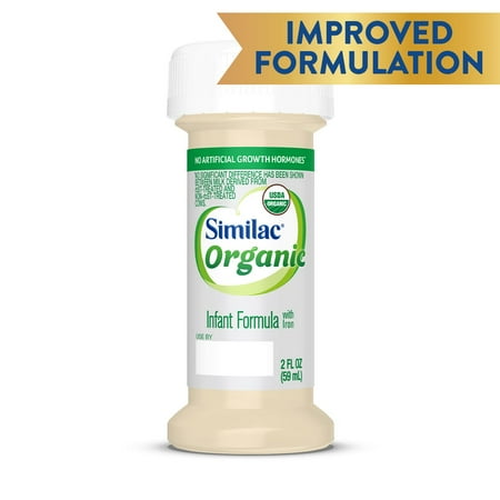 Similac Organic Infant Formula, 48 Count, Modeled After Breast Milk, Made with Lactose, USDA-Certified Organic, Premium Ingredients, Supports Brain and Eye Development, Ready to Feed, 2 fl oz Each USE BY 01 June 2024