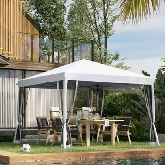 Pop Up Canopy Tent,Outdoor Tent Canopy Foldable Portable Canopies for Camping, Patio,Easy Up Gazebo Canopy with Carry Bag,White