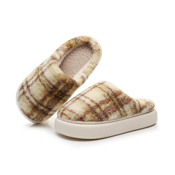 Women's Pillow Warm Slippers with Outdoor-friendly with thick Sole yellow blue purple