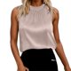 thumbnail image 1 of Camisetas sin mangas de satén para mujer con ribete de encaje - Blusas sin mangas, poliéster-spandex, versátiles para estilos de primavera-verano, 1 of 5