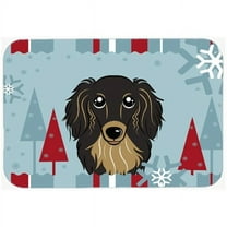Caroline's Treasures Winter Holiday Longhair Black and Tan Dachshund Glass Cutting Board Large