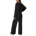 thumbnail image 4 of Enjoytime Two Piece Sets for Women Solid Color Crewneck Long Sleeve Tops with Pants Loungewear Matching Comfy Casual Outfits, 4 of 6
