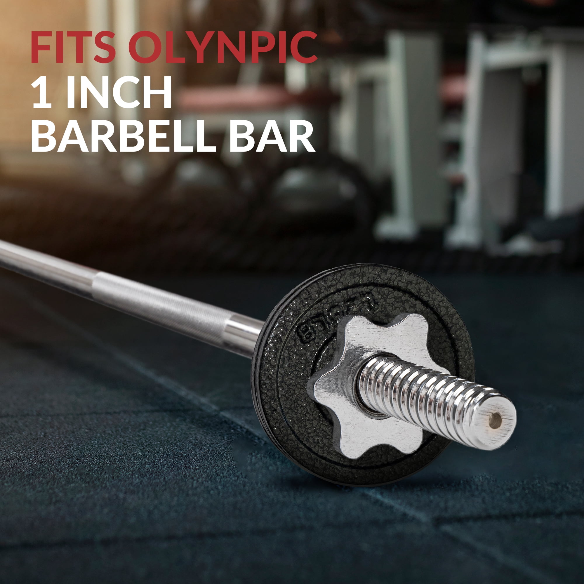 BalanceFrom 1-Inch Standard Cast Iron Weight Plate Set，with 5FT Bar and Star Locks，Multiple Weight Options，for Home Gym Strength Training