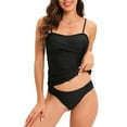 thumbnail image 4 of WREESH Womens Two Piece Swimsuit Tummy Control Tankini Swimsuit New Fashion Swimwear Casual Bikini Set Swimsuit Beach Bathing Suit Black, 4 of 5