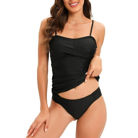 POROPL Swim Suits for Women 2025 Two Piece Fashion New Bikini Swim Black Size S-2XL