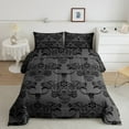 thumbnail image 2 of Erosebridal Vintage Damask Bedding King Comforter Set,Black Gray Cow Skull Down Comforter,Boho Bohemain Bedding Sets King with Comforter,Lightweight Bedroom Decorative Reversible,3-Piece, 2 of 8