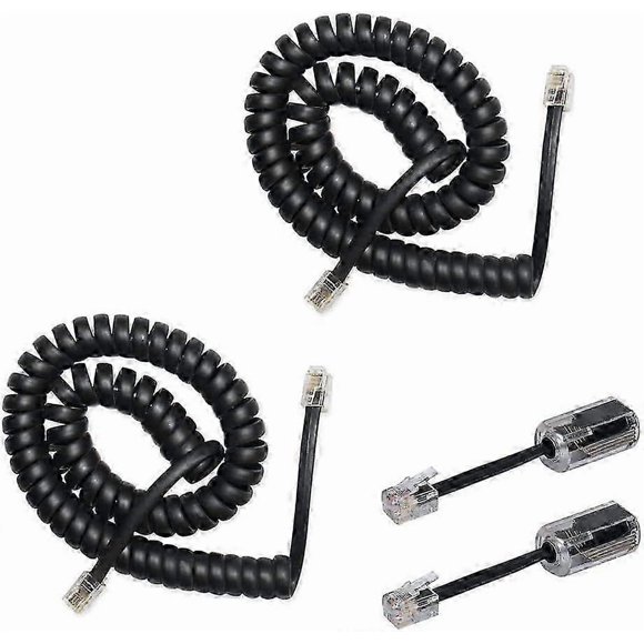 2 Pack 360 Anti-Tangle Swivel Telephone Cord Detanglers, Black