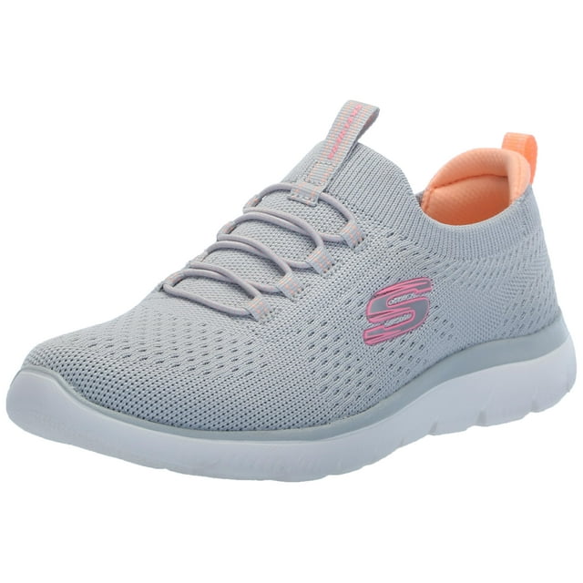 Zapatilla Skechers Summits para mujer, gris y multicolor, para gimnasio, talla 9.5 de ancho