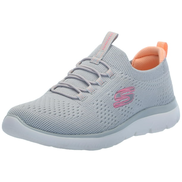 Zapatilla Skechers Summits para mujer, gris y multicolor, para gimnasio, talla 10 de ancho