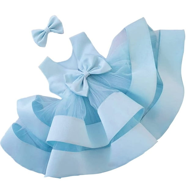 Vestido NSSMWTTC para bebé niña de Pascua sin espalda con lazo azul de 80 cm