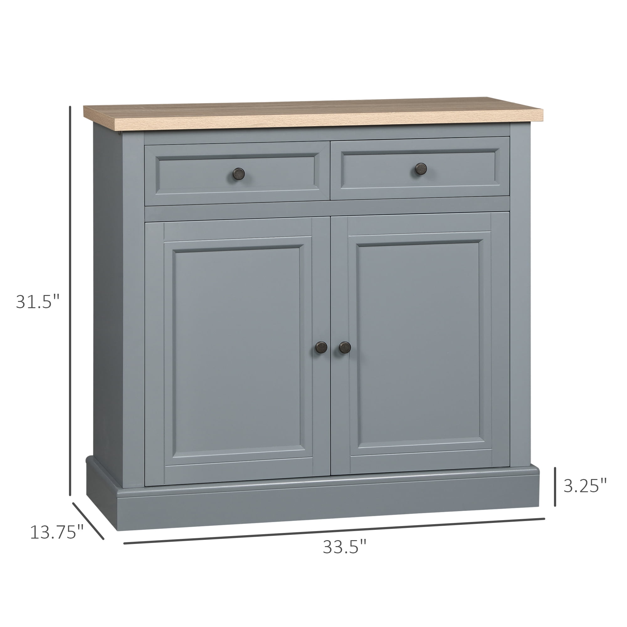 HOQBN Sideboard Buffet Cabinet, Coffee Bar Cabinet with 2 Drawers and 2 Doors for Kitchen, Living Room, Entryway, Dark Gray
