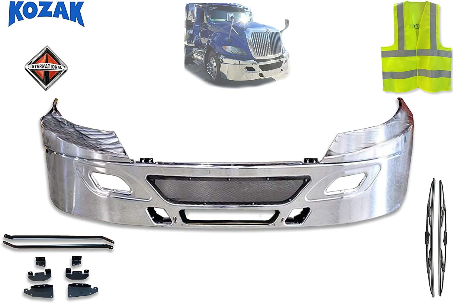 Chrome Aero Clad Steel Replacement Bumper for International