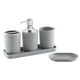 thumbnail image 2 of Juego de organizador de baño de 5 piezas | Bandeja de tocador de plástico, vasos para cepillo de dientes, dispensador de jabón, vaso para enjuague bucal, jabonera | Moderno Negro Blanco Gris |, 2 of 6
