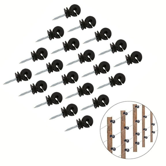 20Pcs Electric Fence Offset Ring Insulator Wood Post Fencing Screw Timber Tape Wire Insulators Safe Garden Buildings Accessory