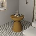 thumbnail image 5 of LeisureMod Minimalist Modern Side Table Round Fiberstone Tabletop Pedestal Base, Accent Table for Home Patio Living Room Weather-Resistant Isle, Brown, 5 of 11