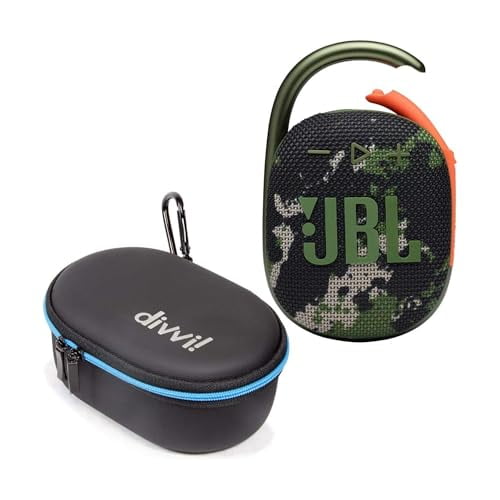 Altavoz Bluetooth portátil JBL Clip 4 (camuflaje) + ¡Paquete con divvi! Estuche rígido protector (negro)
