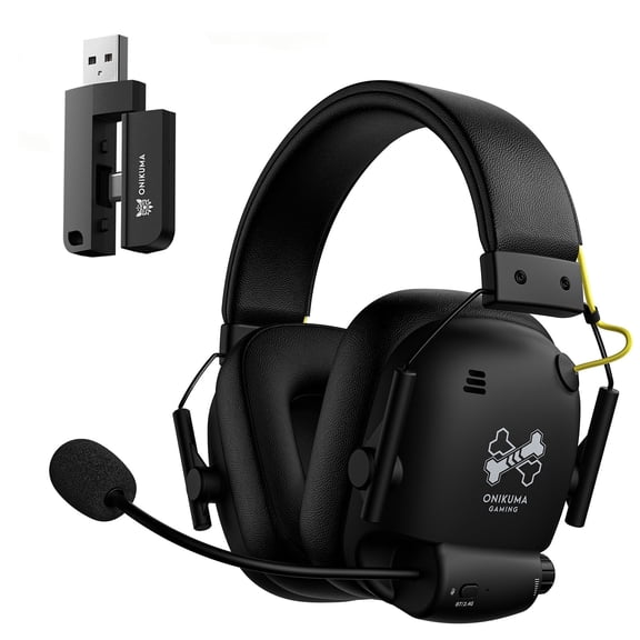 ONIKUMA 2.4GHz Wireless Gaming Headset for PS4/PS5/Xbox/Switch/PC, Bluetooth Over Ear Headphones, 1000mAh Battery, Ultra-Low Latency, 7.1 Stereo Surround Sound , 60H Battery Gaming Headphone