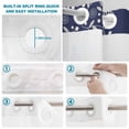 thumbnail image 4 of No Hook Shower Curtain, Japanese Shower Curtains for Bathroom with See Through Top Window, Navy Blue Country Flowers Leaves Aesthetic Waterproof & Washable Bath Curtain Narrow 54"x78", 4 of 9