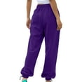 thumbnail image 6 of High Waist Sweatpants Women, Audhol Women's Casual Pant Solid Color Sports and Leisure Pant Drawstring Wide Leg Pants and Drawstring Pocket Pants Wide Leg Sweatpants Women Dark Purple XL, 6 of 8