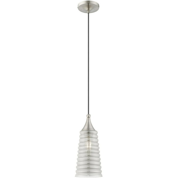 1 Light Brushed Nickel Mini Pendant with Smoke Glass Shade