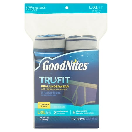 GoodNites TruFit Real Underwear for Boys L/XL 60-100 lbs Starter Pack, 2 count