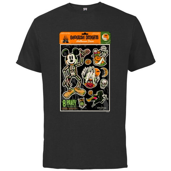 Disney 100 Mickey & More Halloween Party Stickers Style D100 - Short Sleeve Cotton T-Shirt for Adults - Customized-Black