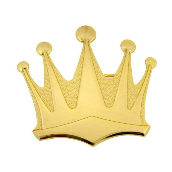 Crown Belt Buckle Western Rodeo Cowboy Gold Shiny Metal King Royal Men Women Big