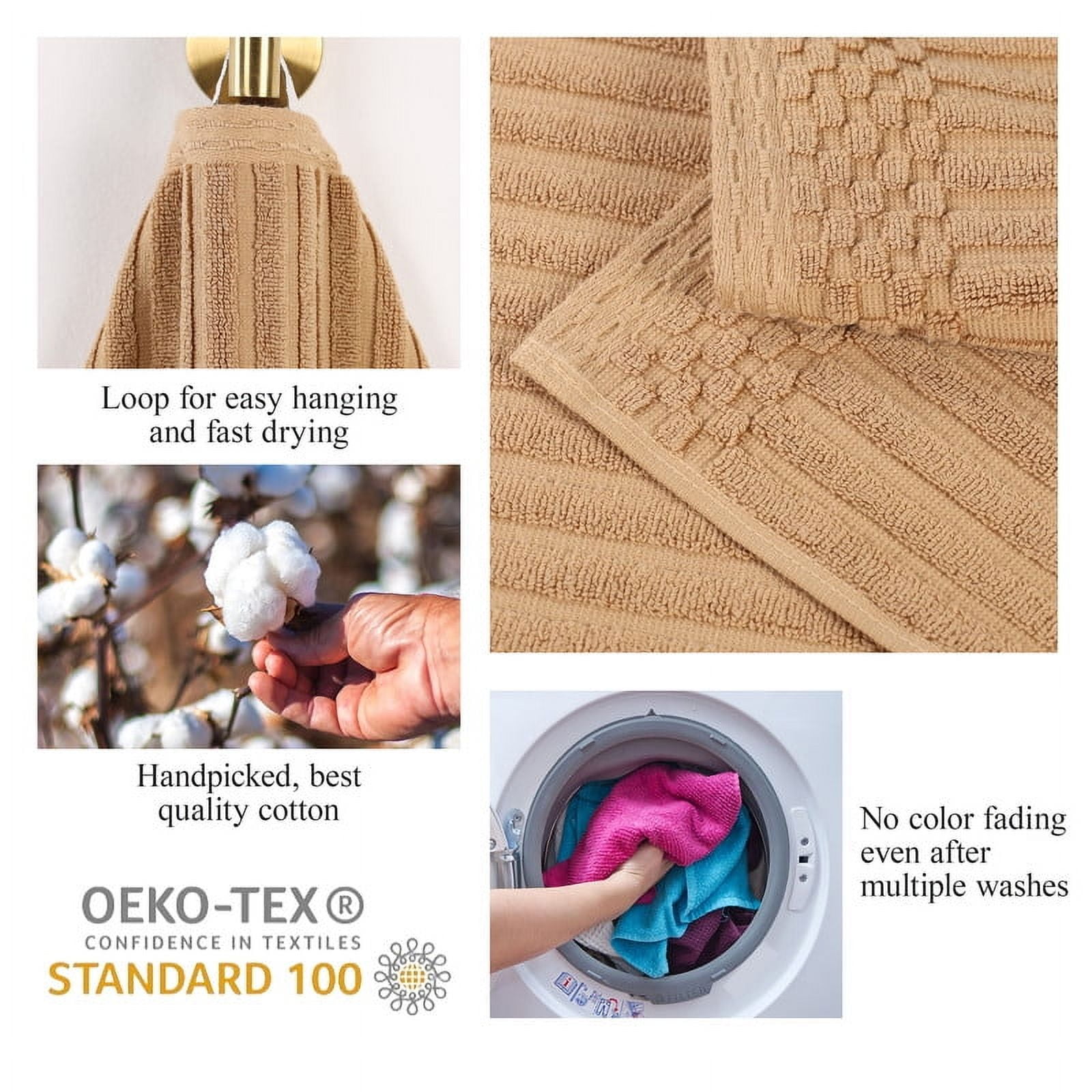 Superior Soho Ribbed Cotton 6-Piece Assorted Towel Set, Coffee
