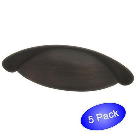 3 Forgings Cup Pull - Cosmas 4199ORB Oil Rubbed Bronze Cabinet Hardware Bin Cup Drawer Handle Pull - 3
