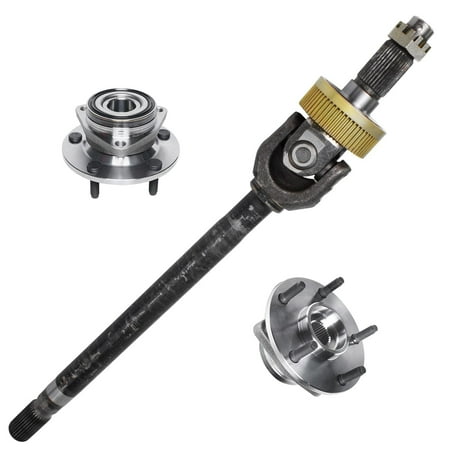 Detroit Axle - 4WD Front Left Axle Shaft + Wheel Hub and Bearing Replacement for 1994-1999 Dodge Ram 1500 (2-Wheel ABS) - 3pc Set