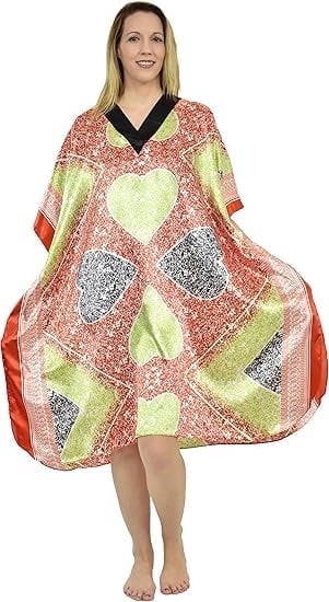 Up2date Fashion Women's Caftan - Midnight Dream Floral Vines, Plus Size, Satin Charmeuse, Machine Washable