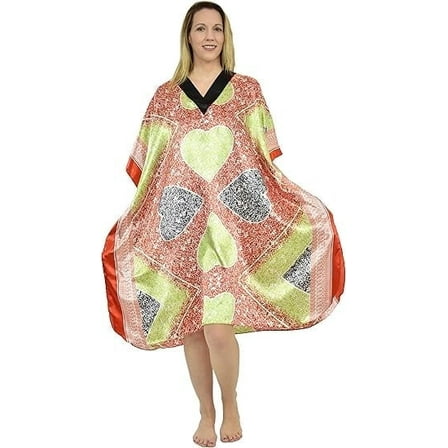 Up2date Fashion's Women's Short Caftan / Kaftan / Muumuu / Mumu, Red Under Water Lilies, Style CShort-17