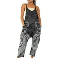 thumbnail image 2 of QATAINLAV Jumpsuits for Women, Cow Print Sleeveless Spaghetti Strap Rompers Summer Casual Wide Leg Jumper Pants 2025 Loose V Neck Overalls with Pockets Sales under 5 Dark Gray 3XL, 2 of 6