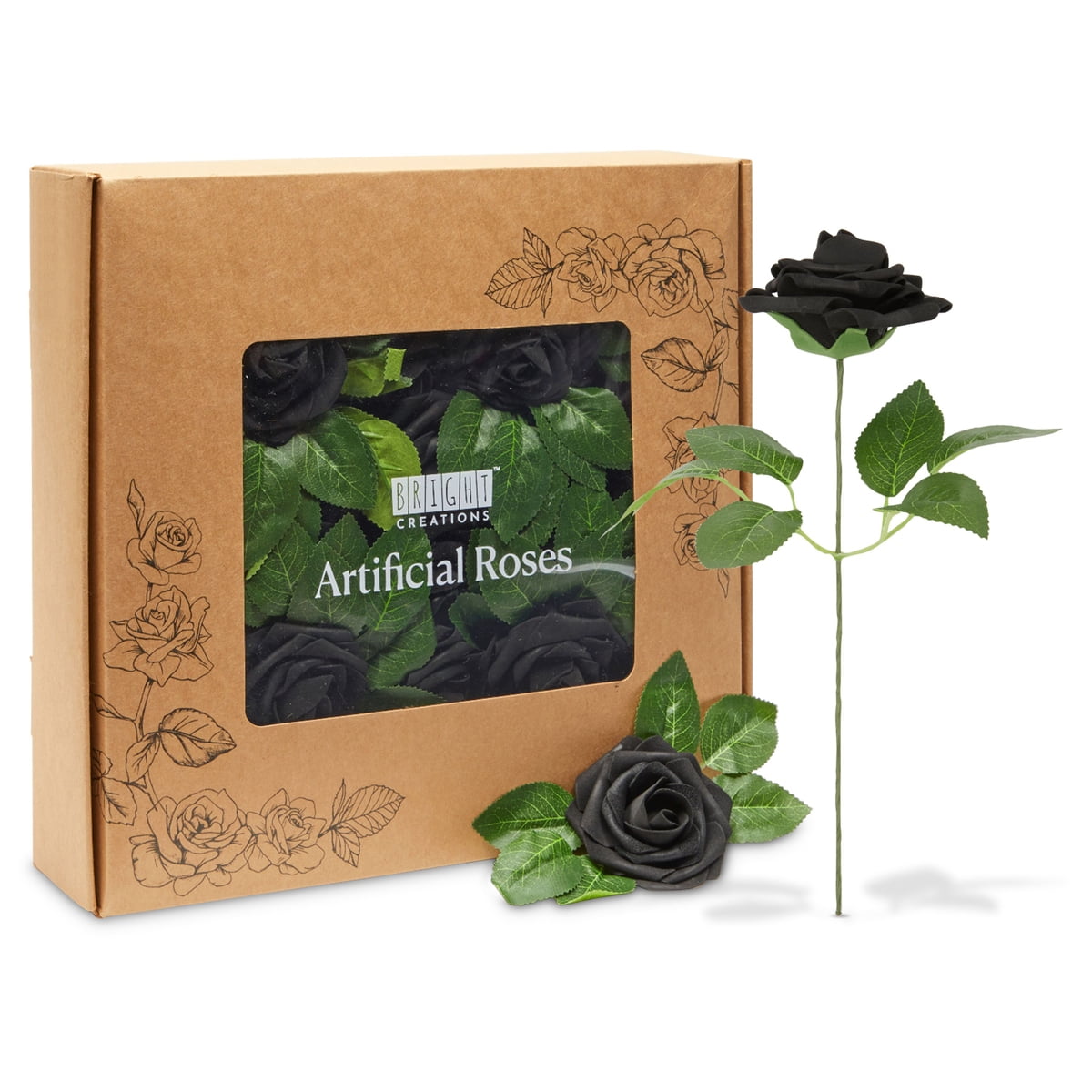 60 Pack Fake Artificial Black Flowers Bulk, Foam Roses Faux Bouquet