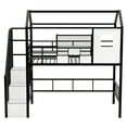 thumbnail image 2 of Yoneston Twin Size Loft Bed with Stairs and Storage Box, Heavy Duty Metal Loft Bed with Roof Design for Kids Teens, Black, 2 of 14