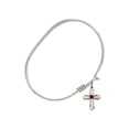 thumbnail image 2 of 6 1/4 inch Oval Eye Hook Bangle Bracelet w/ Cross medal charm w/ January Red Swarovski Crystal, 2 of 3