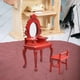thumbnail image 2 of Juego de tocador en miniatura a escala 1/12 con taburete y cajón, acabado exquisito. Rojo, 2 of 8