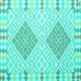 thumbnail image 1 of Ahgly Company Indoor Square Southwestern Turquoise Blue Country Area Rugs, 6' Square, 1 of 4
