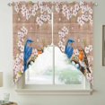 thumbnail image 2 of Birds Floral Swag Valances for Windows 2 Pack, Kitchen Window Curtains 36 Inch Length, Farmhouse Pink Flower Leaf Wood Grain Brown Privacy Swag Curtains for Living Room/Bathroom 36"x36", 2 of 8