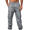 thumbnail image 5 of Yongwang Mens Jogger Cargo Pants Elastic Waist Tapered Pants with Pockets Casual Fashion Sports Pants, 5 of 6