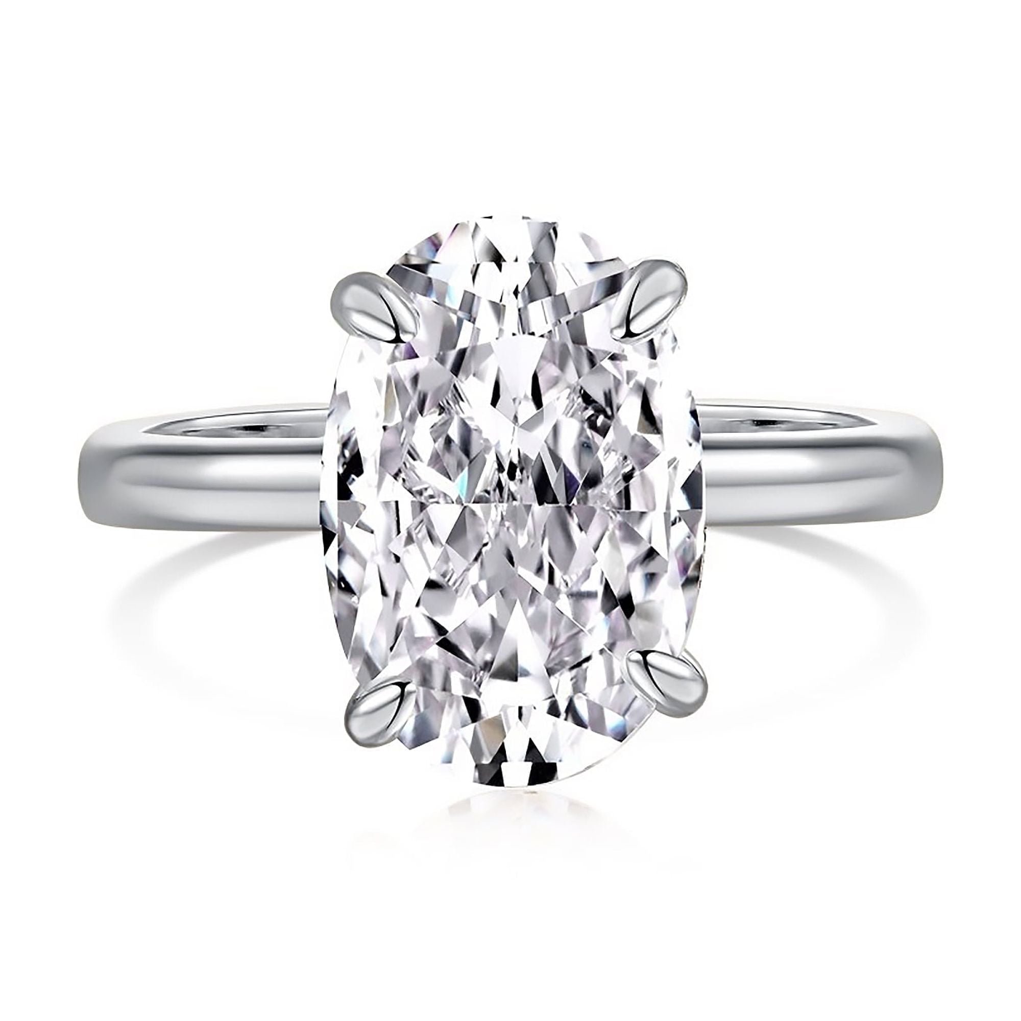3.5 Carat Oval Cut Mossianite Engagement Ring S925 Sterling Silver Promise Wedding Ring for Women