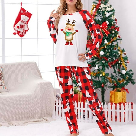 

ZKCCNUK Parent-child Warm Christmas Set Printed Home Wear Pajamas Two-piece Mom Set Christmas Pajamas for Family Fall Pajamas on Clearance