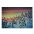 thumbnail image 2 of Winter Cutting Board, Snowy Landscape at Gloomy Sunrise Scenery in Mountain Forest Serene Nature Photo, Decorative Tempered Glass Cutting and Serving Board, Large Size, White Red, by Ambesonne, 2 of 5