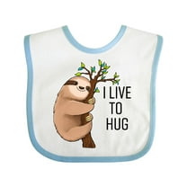 Inktastic I Live to Hug Cute Sloth on a Branch Boys or Girls Baby Bib